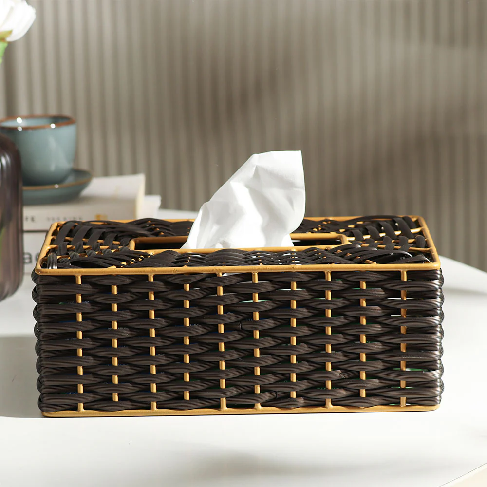 Weave Tissue Box Cover - Brown Gold - Image 5