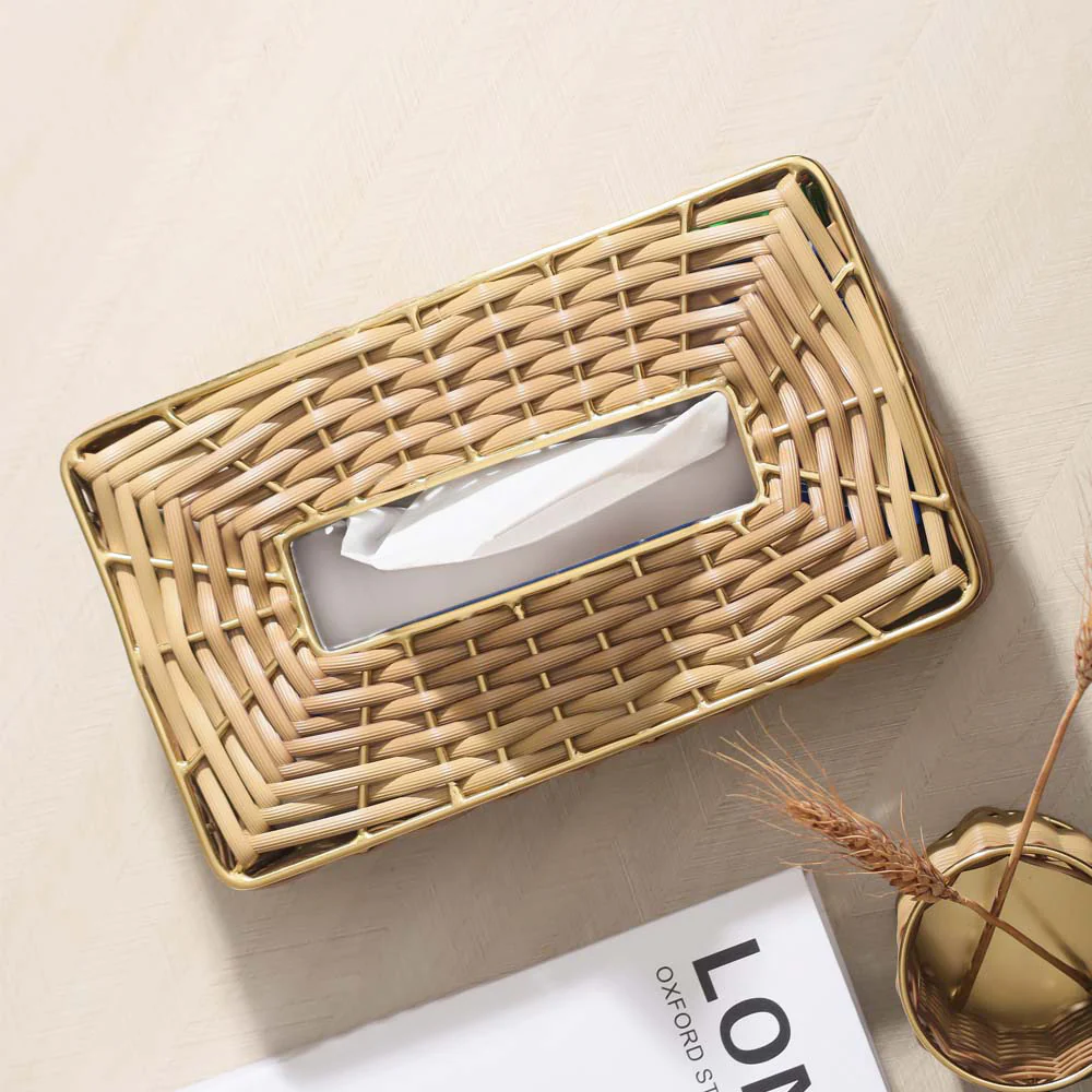 Weave Tissue Box Cover - Sand Gold - Image 4