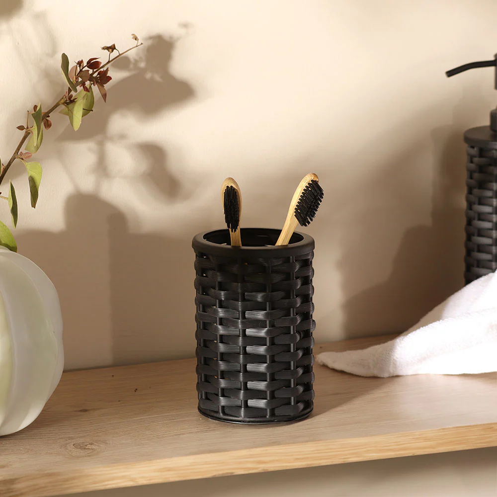 Weave Toothbrush Tumbler - Charcoal Black - Image 3