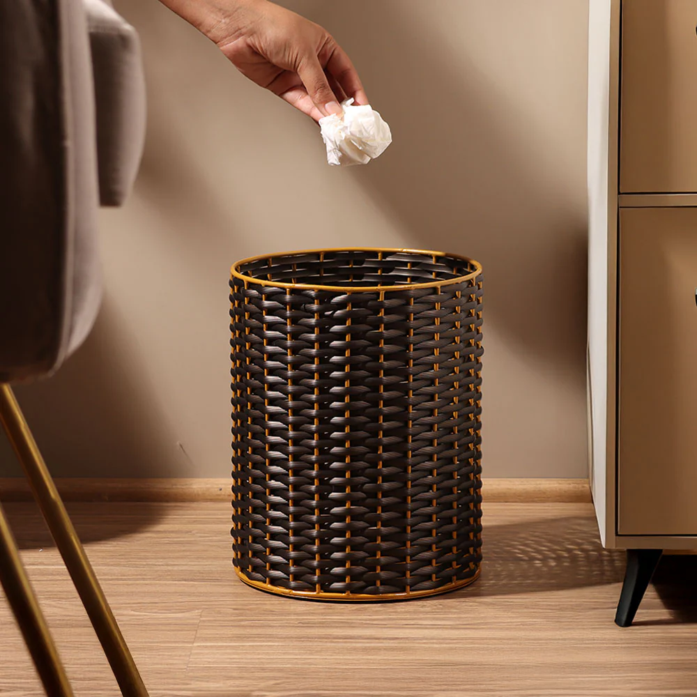 Weave Waste Basket - Brown Gold - Image 3