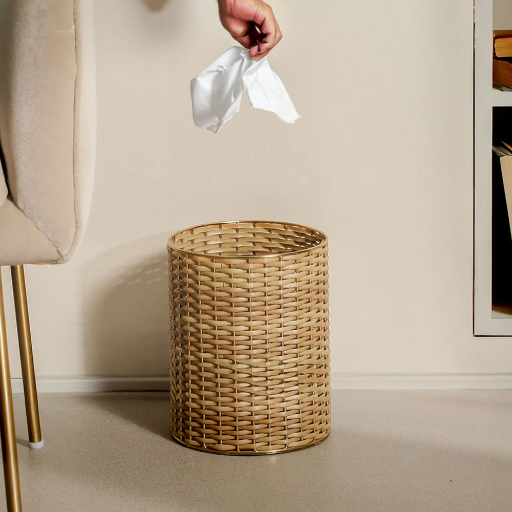 Weave Waste Basket - Sand Gold - Image 2