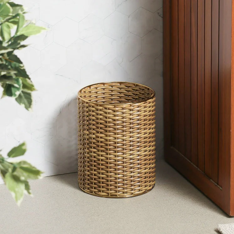 Weave Waste Basket - Sand Gold - Image 4