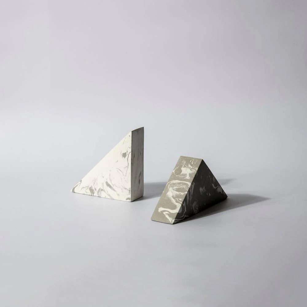 Wedge Small Bookends, Set of 2 -White Grey - Image 3