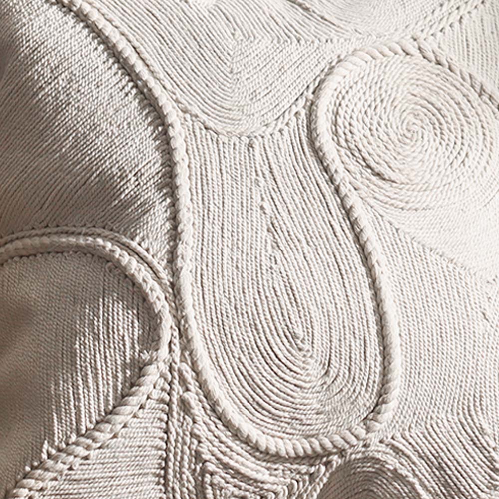 Whirl Embroidered Cotton Cushion Cover 45x45cm - Cream - Image 4