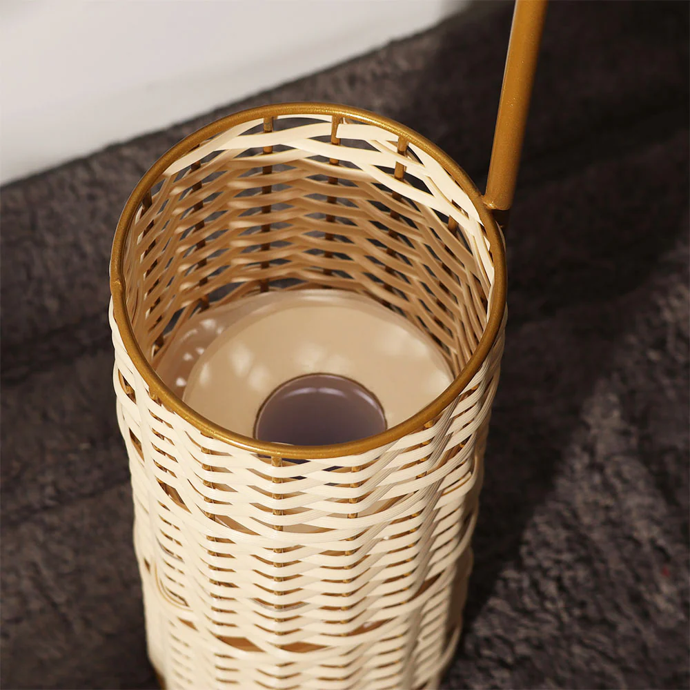 Wicker Toilet Roll Holder with Storage - Cream Gold - Image 5