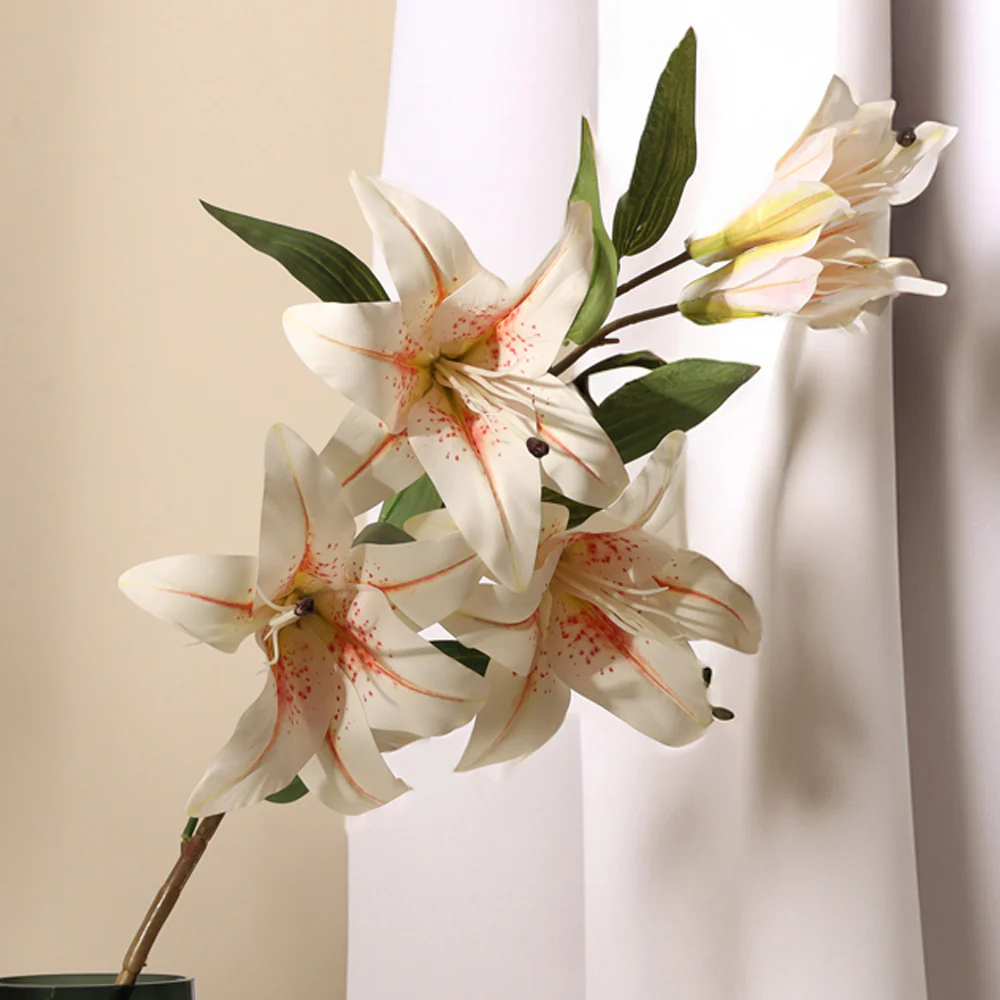 Wild Lily Faux Stem - Dappled White - Image 4