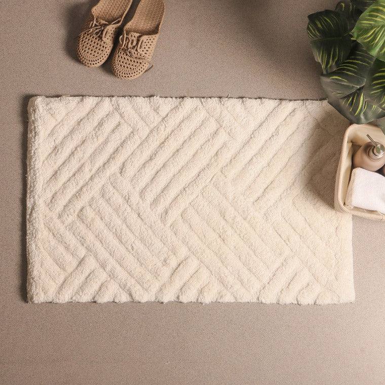 Willow Herringbone Tufted Bathmat - Ivory