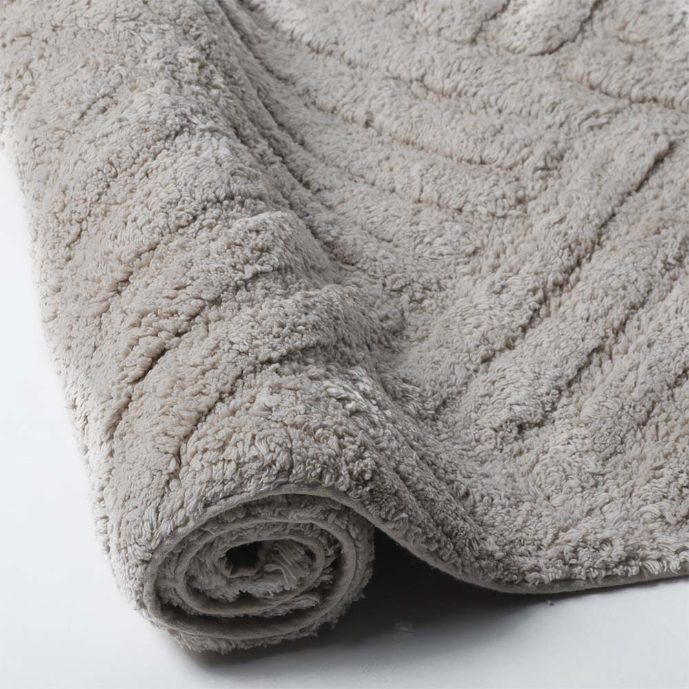 Willow Herringbone Tufted Bathmat - Light Grey - Image 3