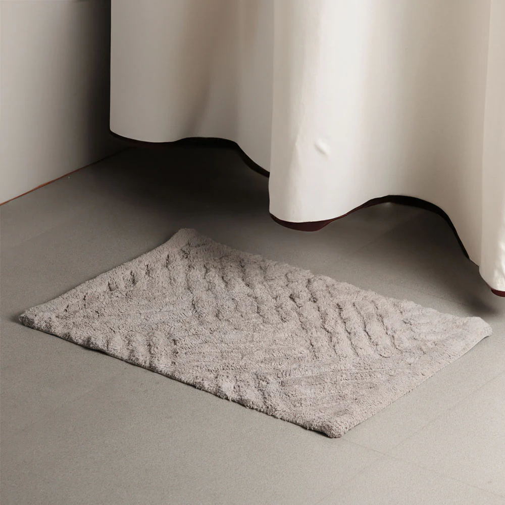 Willow Herringbone Tufted Bathmat - Light Grey - Image 4