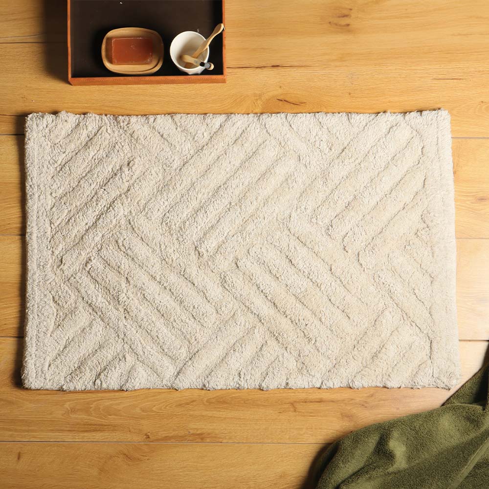 Willow Herringbone Tufted Bathmat - Taupe - Image 2
