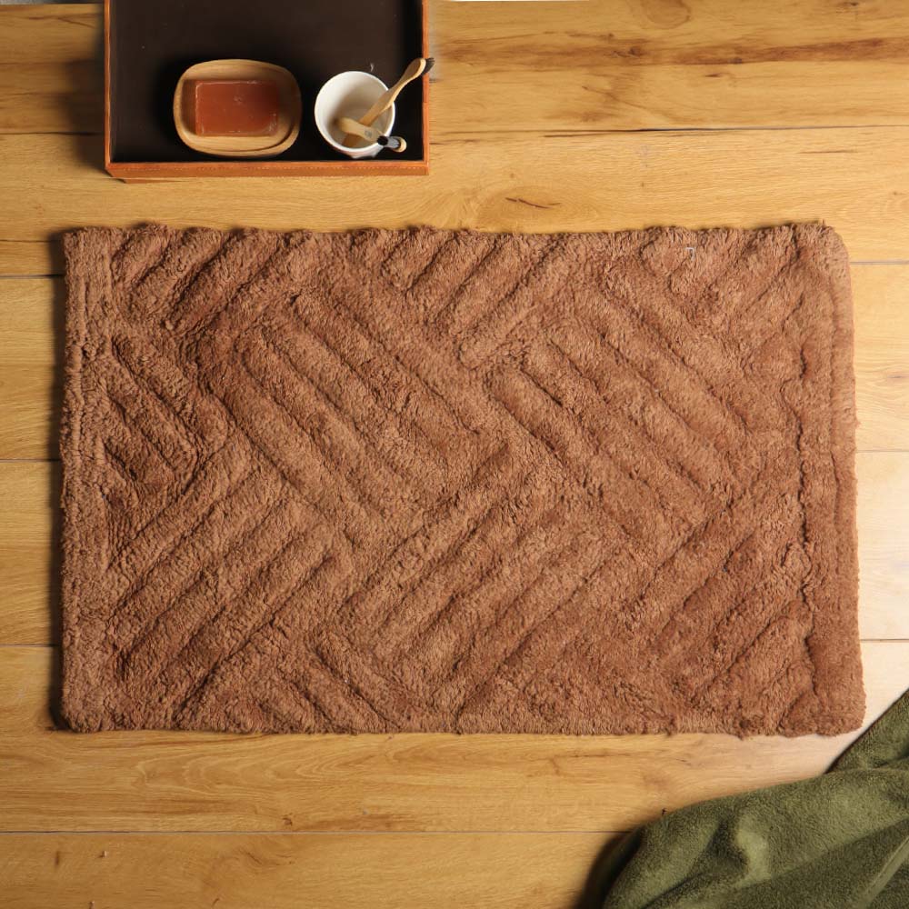 Willow Herringbone Tufted Bathmat - Walnut Brown - Image 4