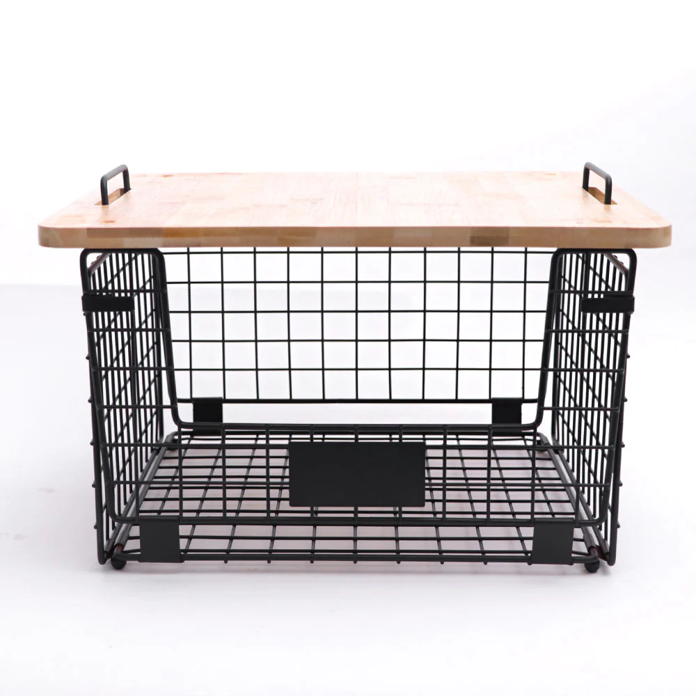 Wire Stackable Storage Bin with Lid - Black Natural - Image 5