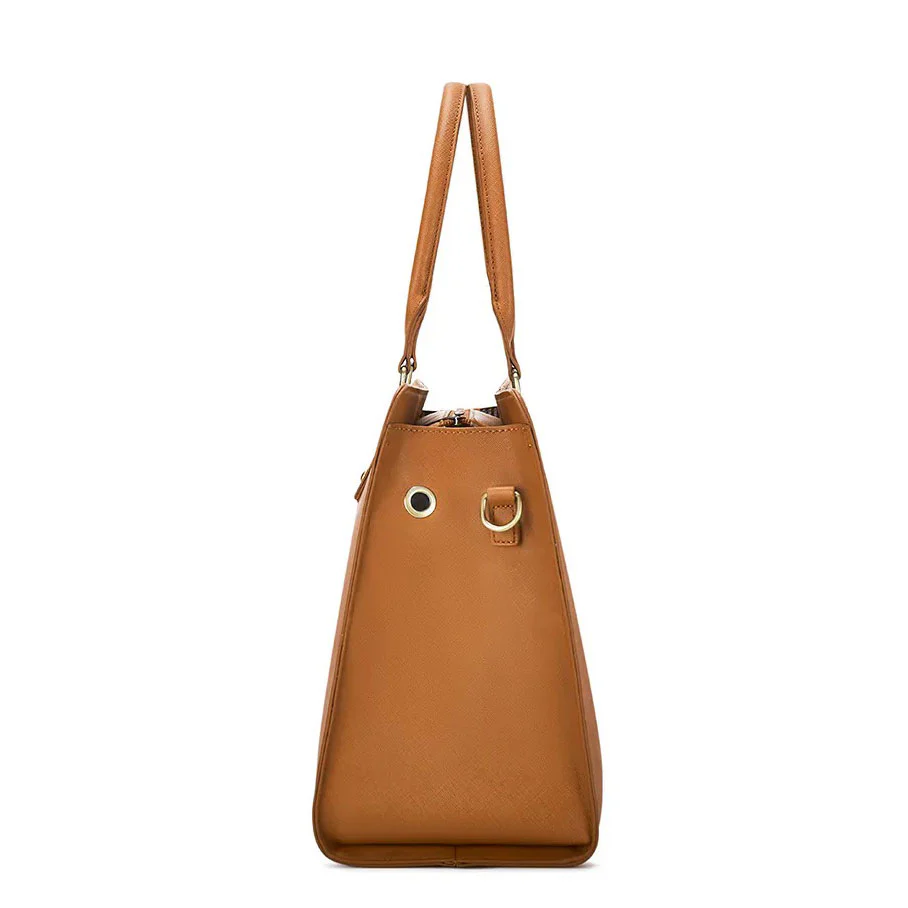 Work Laptop Tote with Pouch - Brown - Image 4