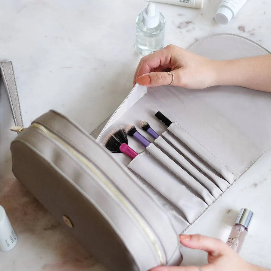 Wrap Around Make-up Bag - Taupe - Image 4