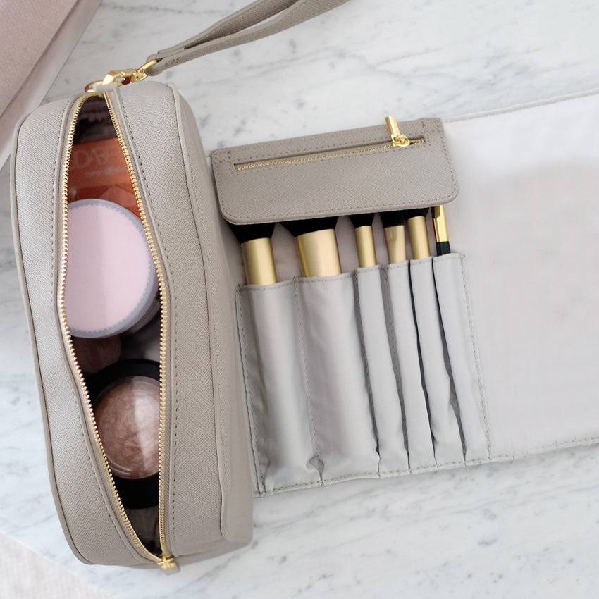 Wrap Around Make-up Bag - Taupe - Image 5