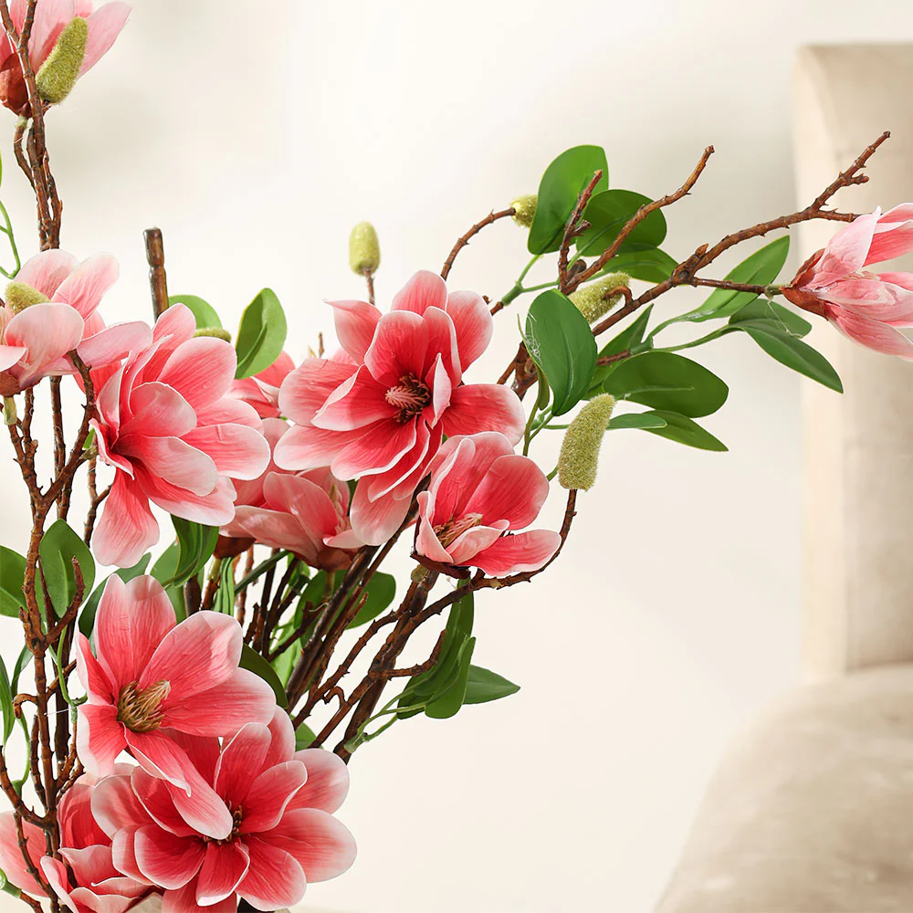 Yulan Magnolia Faux Stem - Dark Pink - Image 5