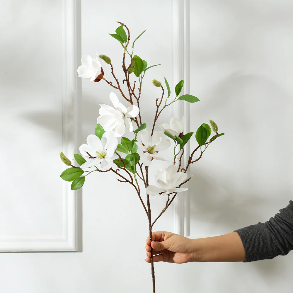 Yulan Magnolia Faux Stem - White - Image 2