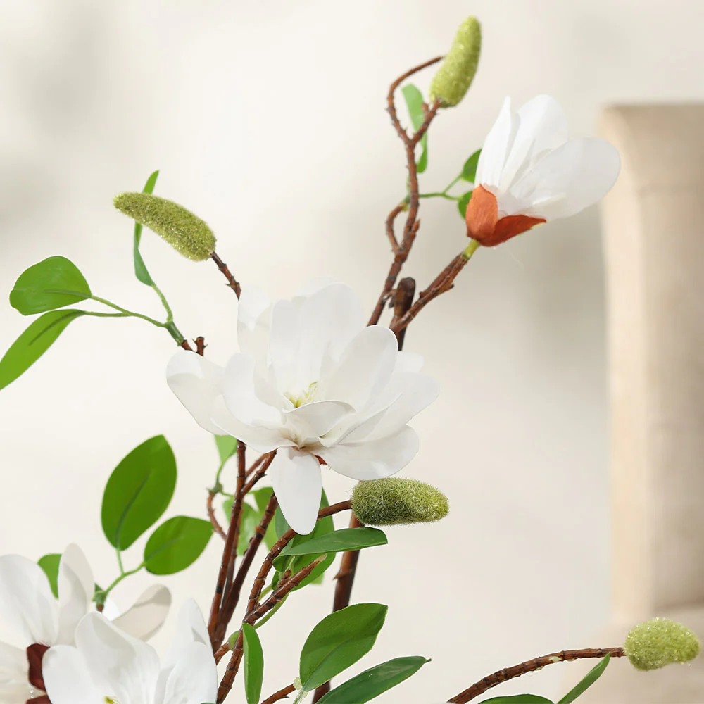 Yulan Magnolia Faux Stem - White - Image 5