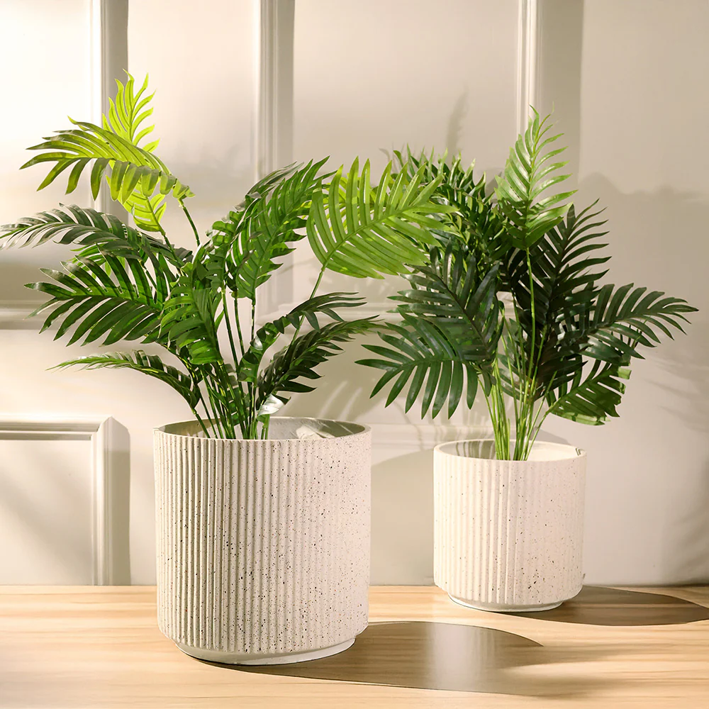 Zena Barrel Planters, Set of 2 - Speckled White - Image 2