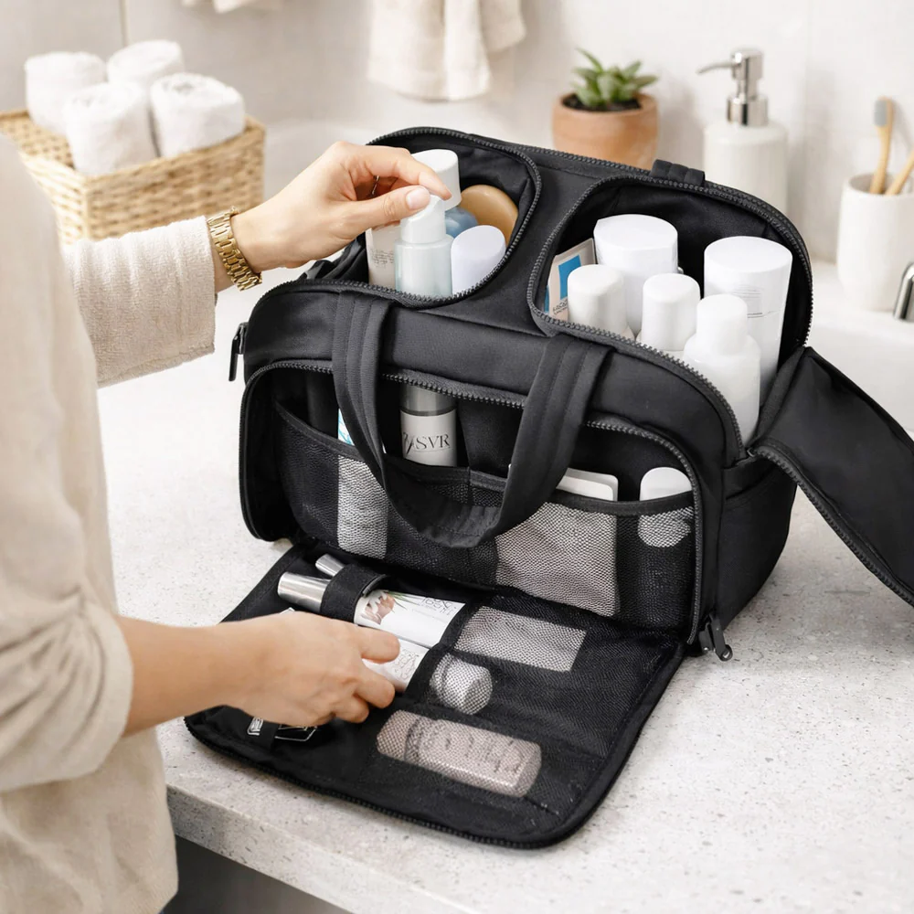Zora Spacesaver Toiletry Bag - Black